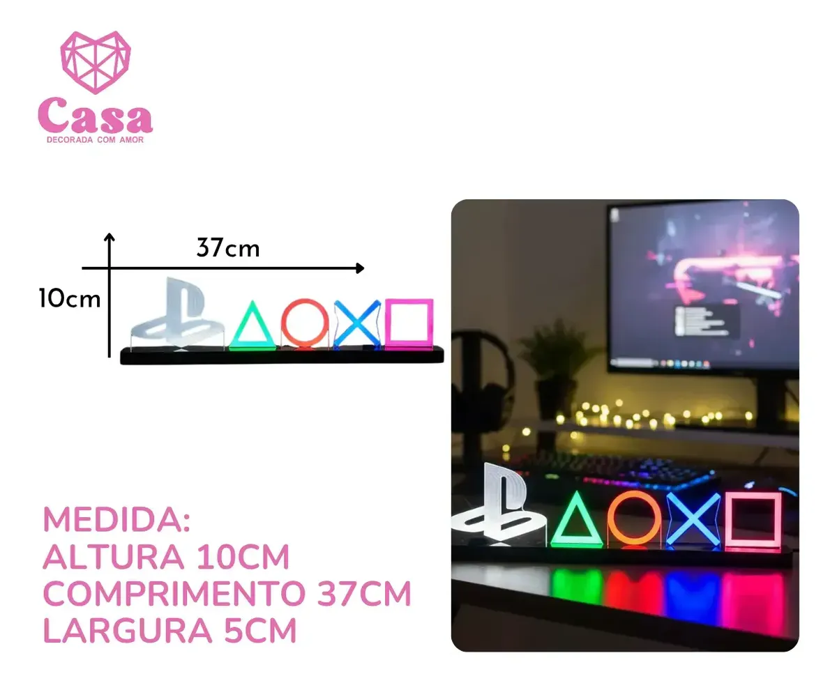 Abajur Luminária Led Especial Playstation Ps4 Xbox - R$ 142,9