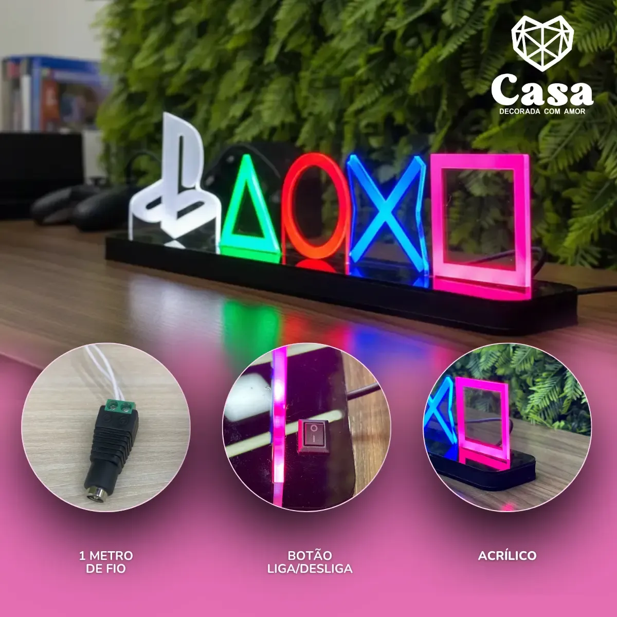 Abajur Luminária Led Especial Playstation Ps4 Xbox - R$ 142,9