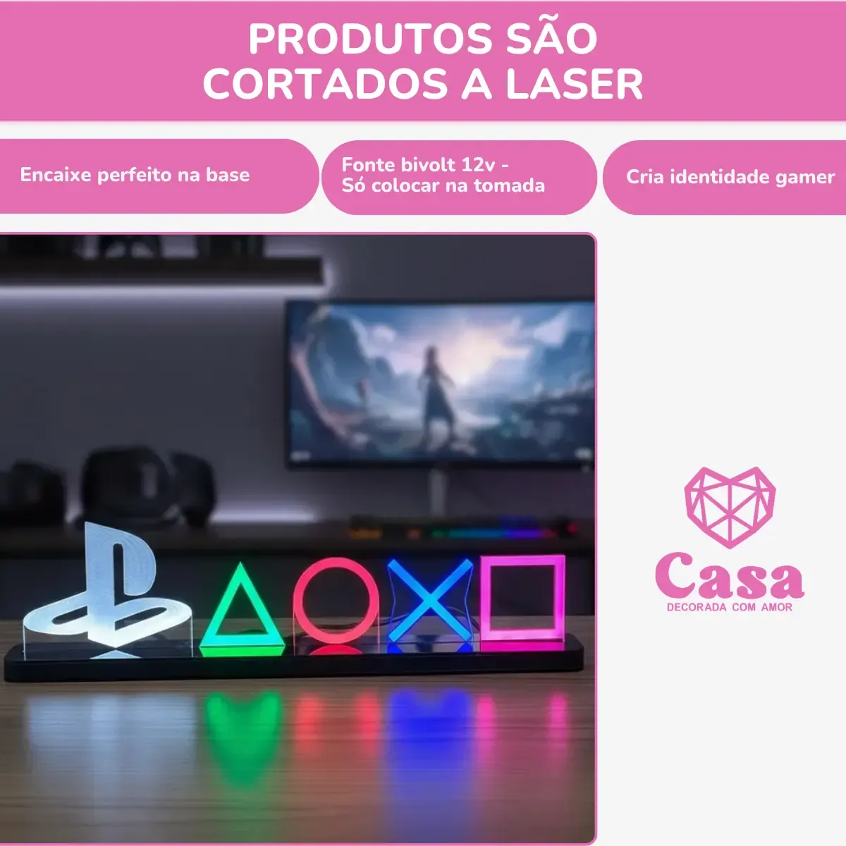 Abajur Luminária Led Especial Playstation Ps4 Xbox - R$ 142,9