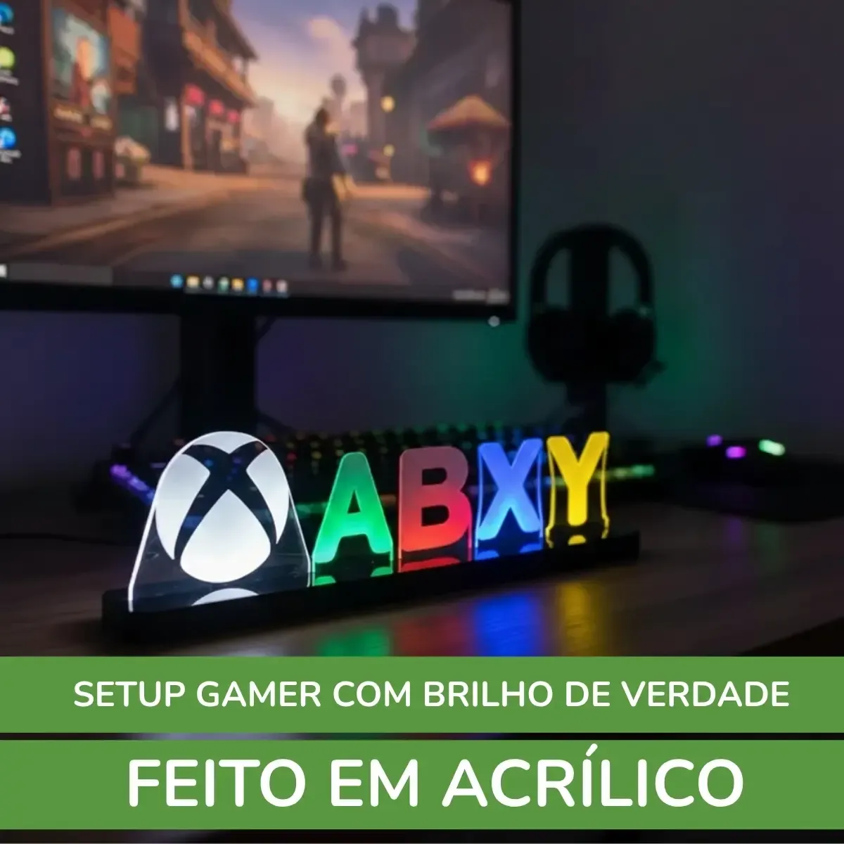Abajur Luminária Led Especial Xbox 37cm Videogame - R$ 113,56