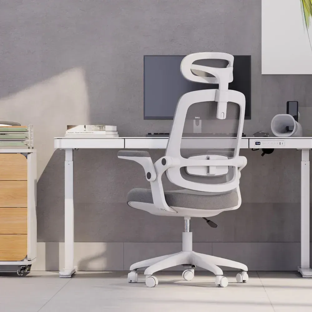Cadeira De Escritório Astra Ergonômica Elements Cinza Branco - R$ 827