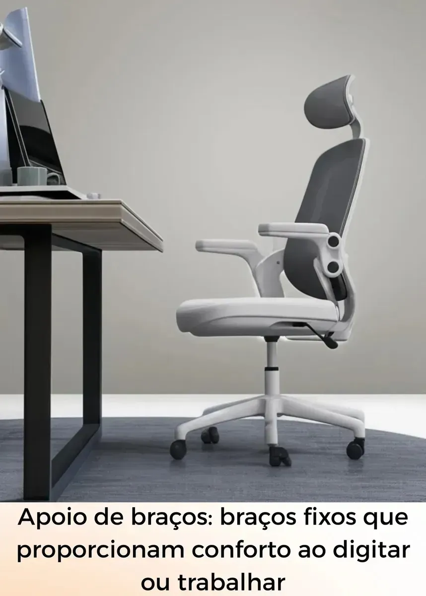 Cadeira De Escritório Astra Ergonômica Elements Cinza Branco - R$ 827