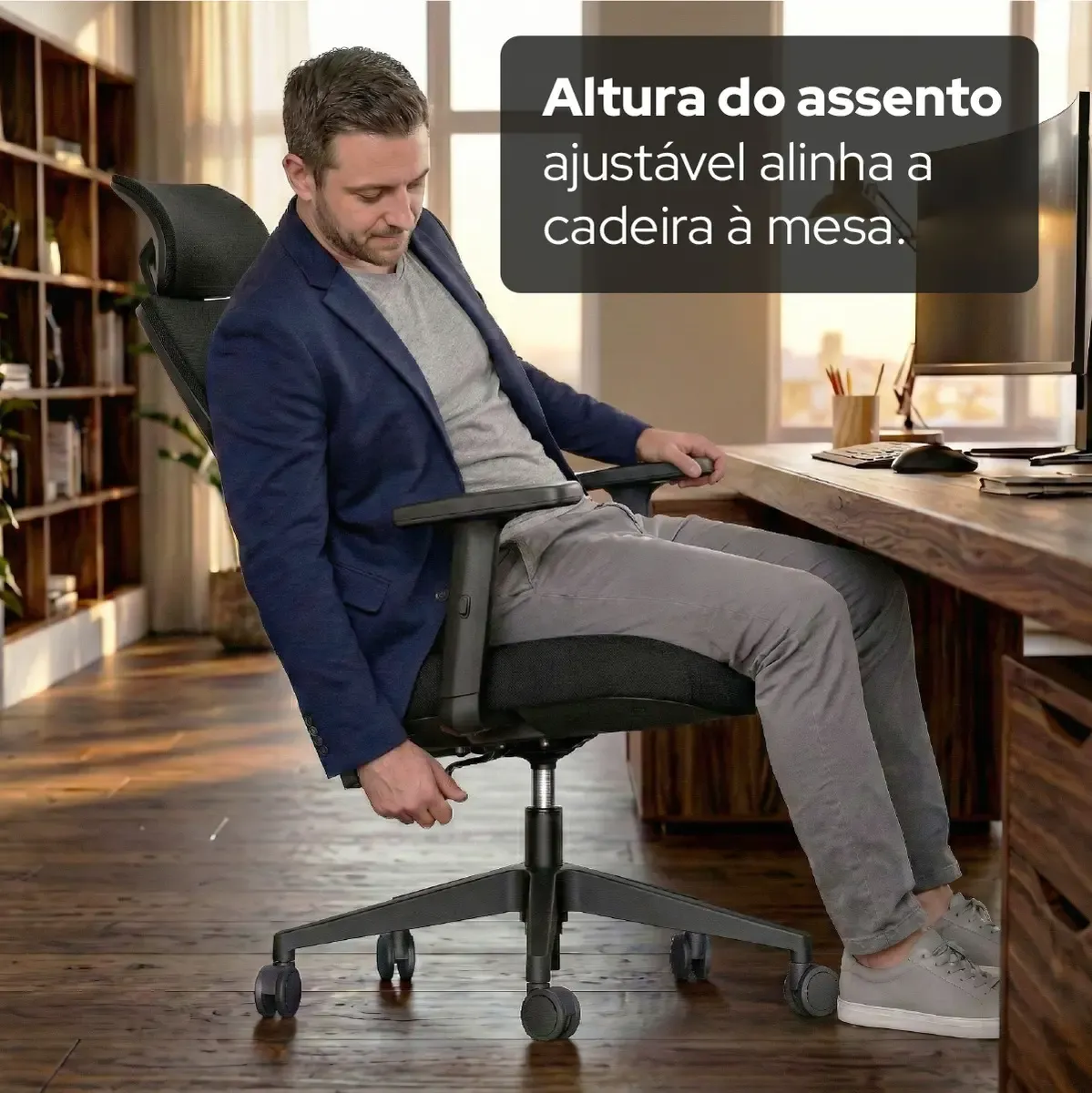 Cadeira De Escritório Confortável Albari Elements Mesh Ergônomica Preto NR17 - R$ 2.106,9