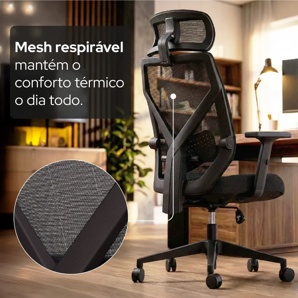 Cadeira De Escritório Confortável Albari Elements Mesh Ergônomica Preto NR17 - R$ 2.106,9