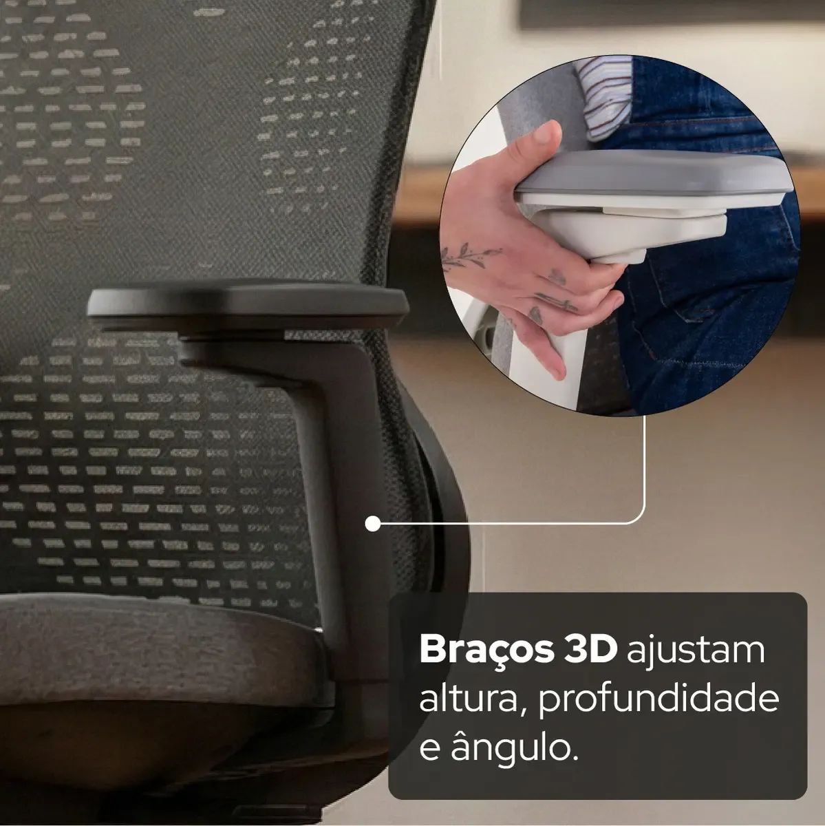 Cadeira De Escritório Ergonômica Aiven Com Mesh Elements Preto NR17 - R$ 2.559,9
