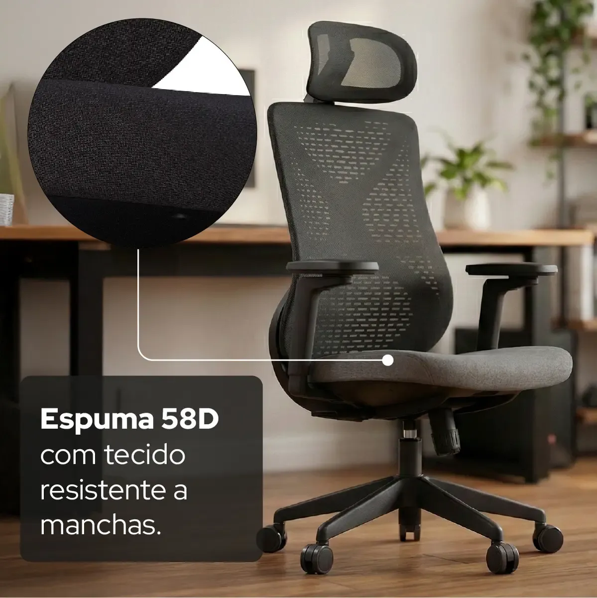 Cadeira De Escritório Ergonômica Aiven Com Mesh Elements Preto NR17 - R$ 2.559,9
