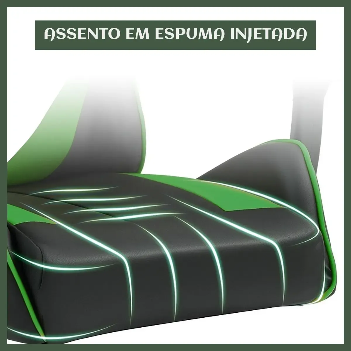 Cadeira De Escritório Gamer Nitro Ergonômica Estofado Couro Sintético Reclinável Altura Ajustável Apoio Para Pés Cor Verde Luvinco - R$ 490,39