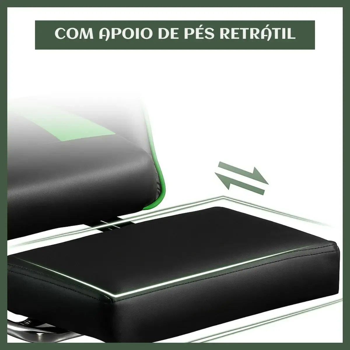 Cadeira De Escritório Gamer Nitro Ergonômica Estofado Couro Sintético Reclinável Altura Ajustável Apoio Para Pés Cor Verde Luvinco - R$ 490,39