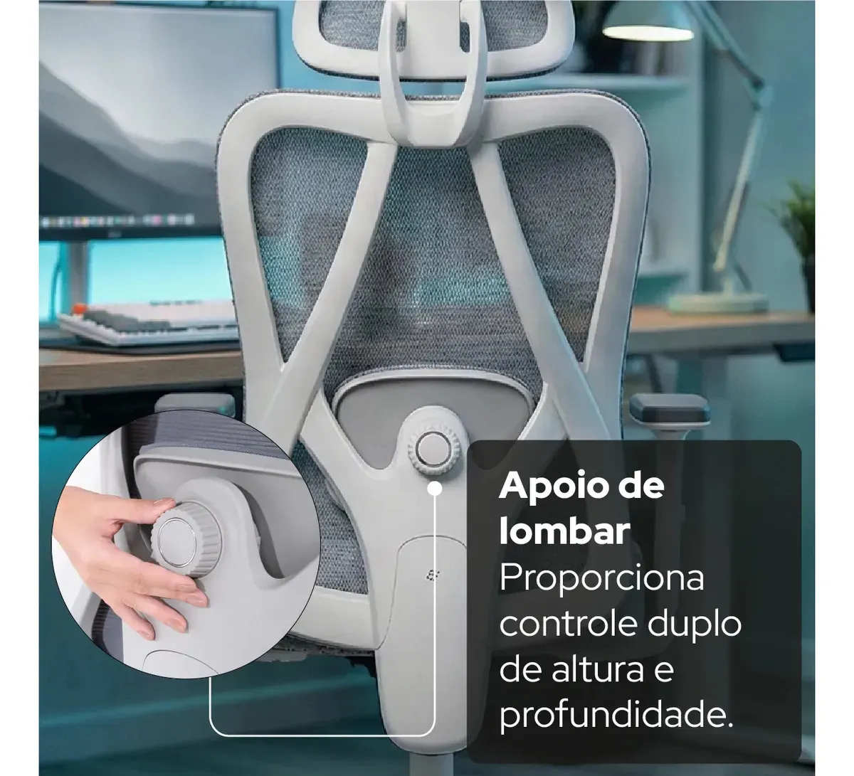 Cadeira Escritório Confortavel Ergonômica Elements Samaia Cinza NR17 - R$ 1.749,9
