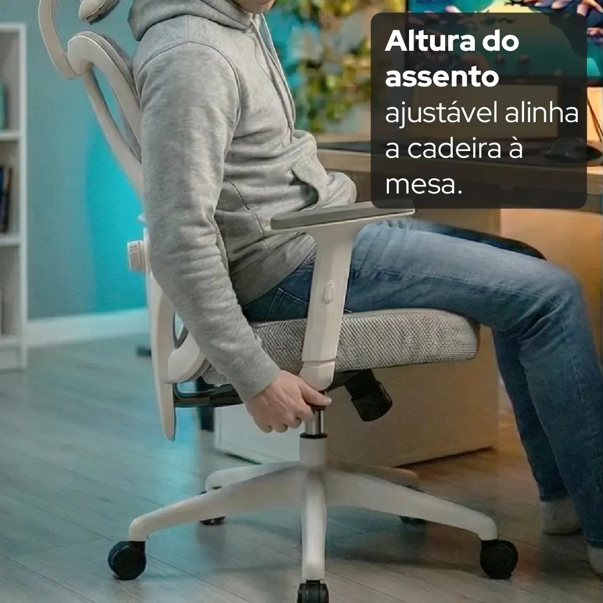 Cadeira Escritório Confortavel Ergonômica Elements Samaia Cinza NR17 - R$ 1.749,9