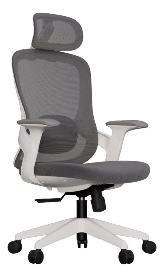 Cadeira Escritório Ergonômica Confortável Elements Alásia Cinza Encosto Em Mesh E Assento Em Espuma 58d NR17 - R$ 1.199