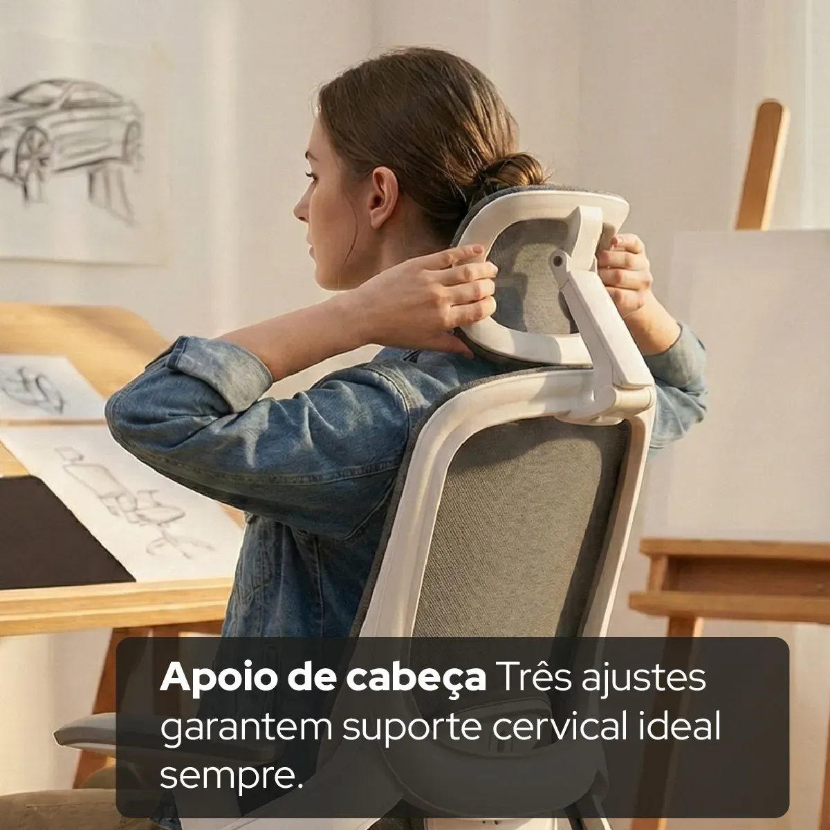 Cadeira Escritório Ergonômica Confortável Elements Alásia Cinza Encosto Em Mesh E Assento Em Espuma 58d NR17 - R$ 1.199