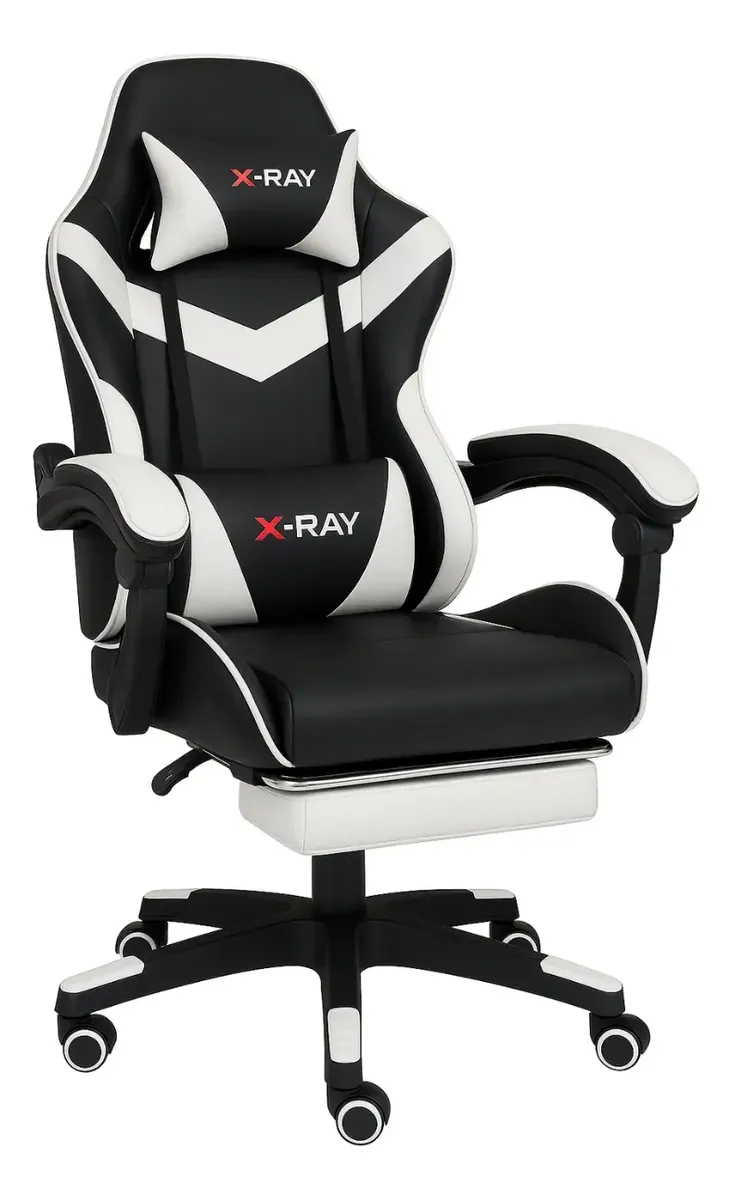 Cadeira Gamer Profissional Reclinável Apoio De Pés Cinza - R$ 529,9