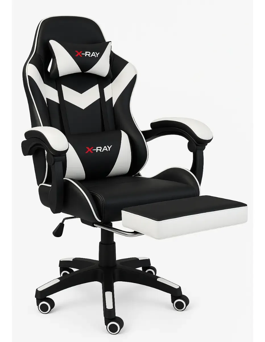 Cadeira Gamer Profissional Reclinável Apoio De Pés Cinza - R$ 529,9