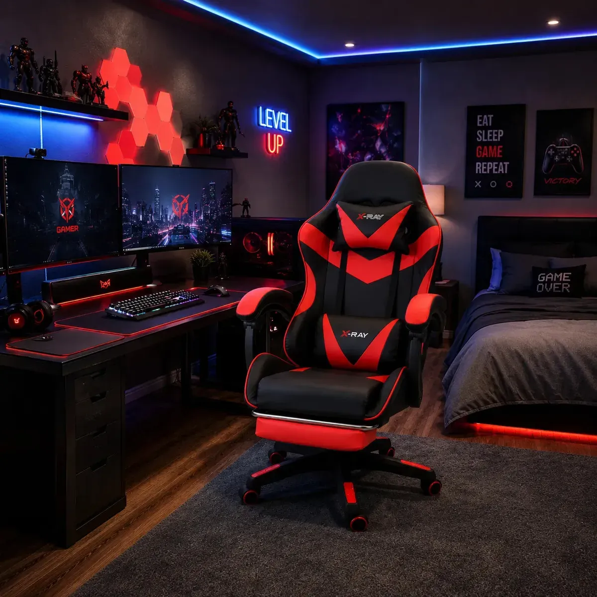 Cadeira Gamer X-ray Para Jogos/escritório Confortável Cor Black - R$ 589,8