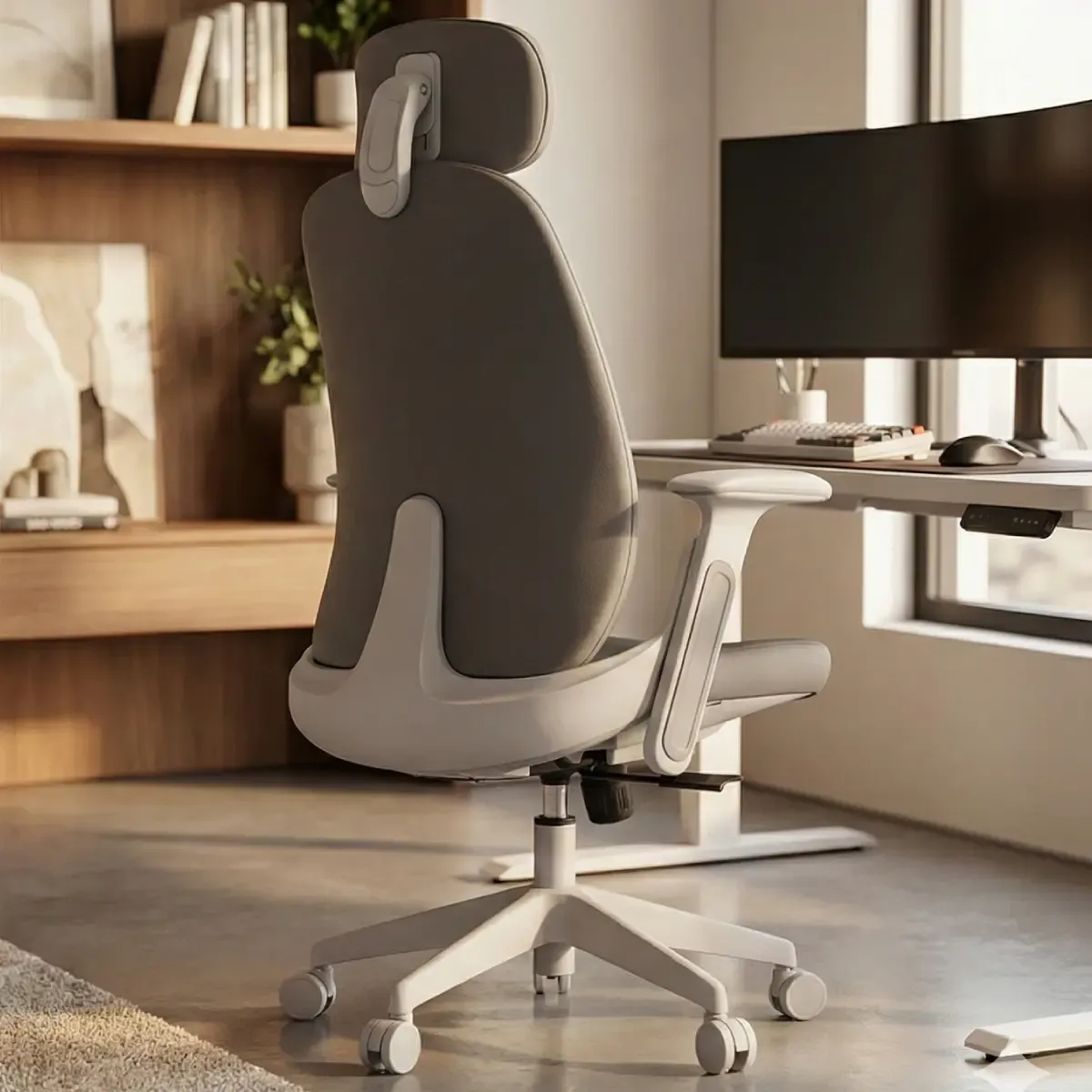 Cadeira Giratória de Escritório Confortável Ergonômica Elements Belena - Cinza NR17