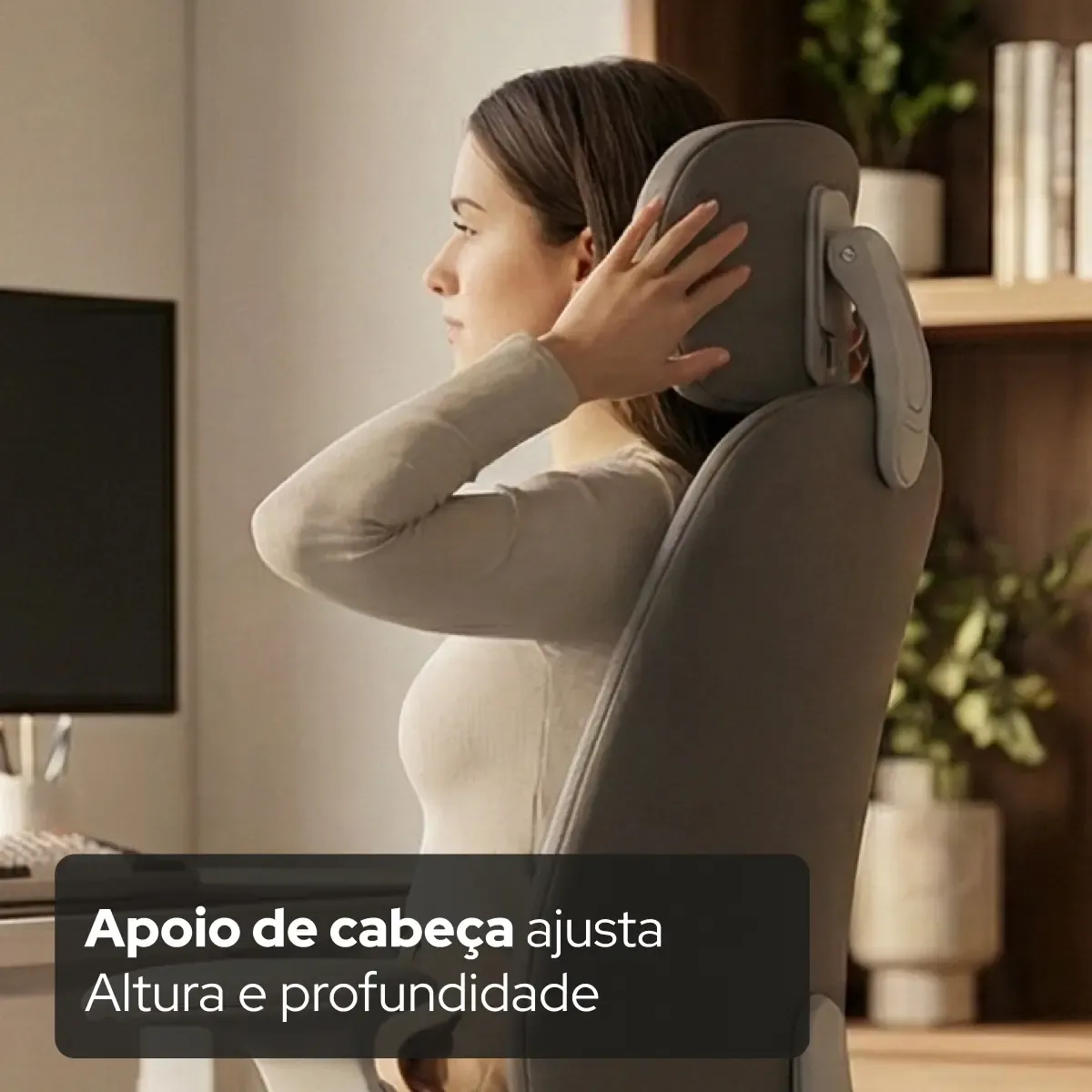 Cadeira Giratória de Escritório Confortável Ergonômica Elements Belena - Cinza NR17
