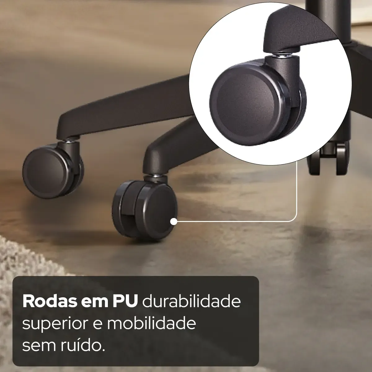 Cadeira Giratória de Escritório Confortável Ergonômica Elements Belena Preto NR17