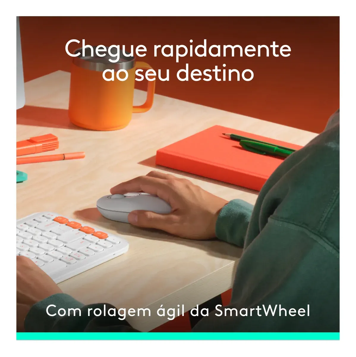 Combo Teclado e Mouse sem fio Logitech POP Icon- Branco - R$ 427,41