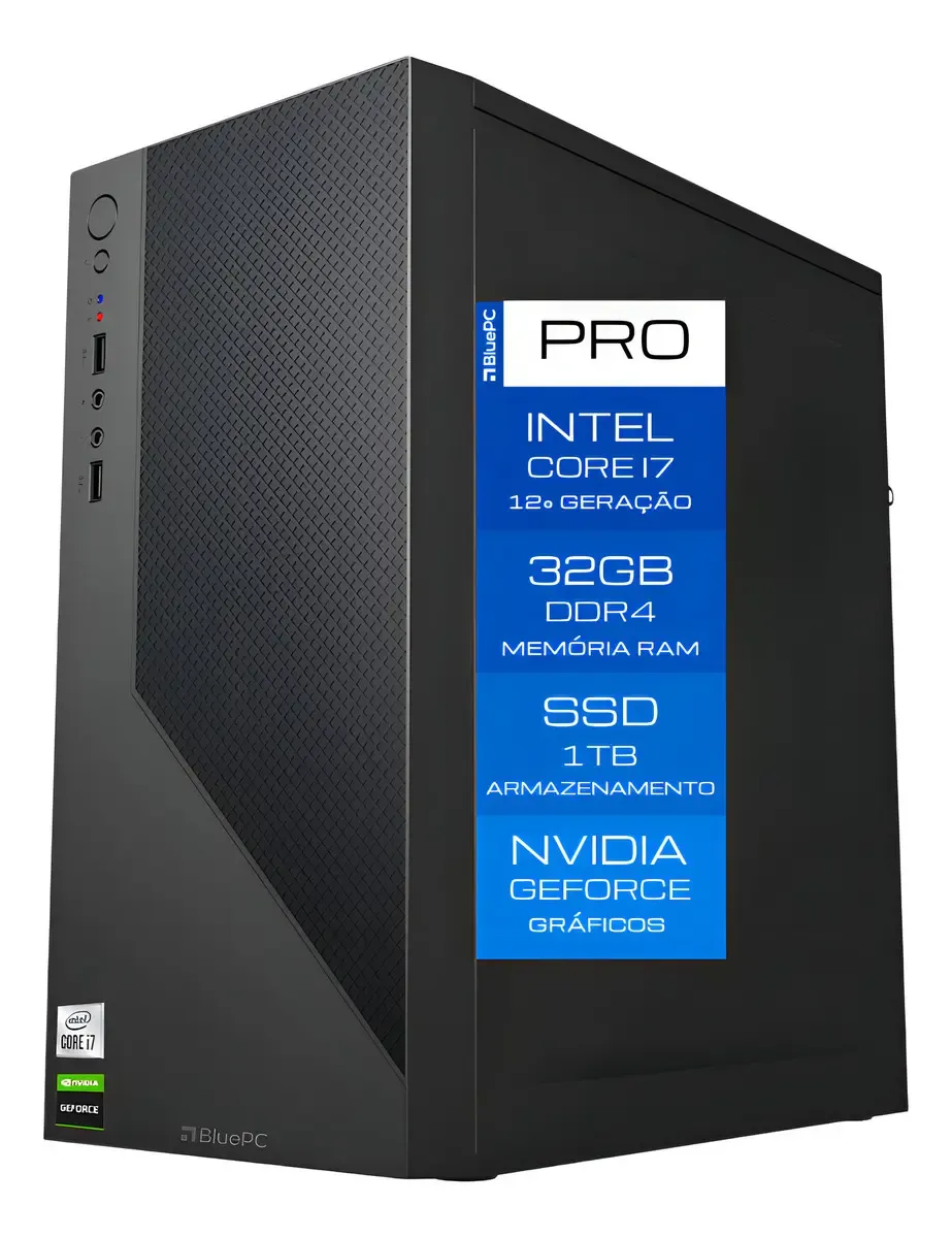 Computador Bluepc Pro - Intel Core i7 12700f (12ª Geração), 32gb Ddr4, SSD 1TB, Gráficos Geforce, Fonte 500w, WINDOWS 11 Pro - CDBP-PRO134 - R$ 6.179