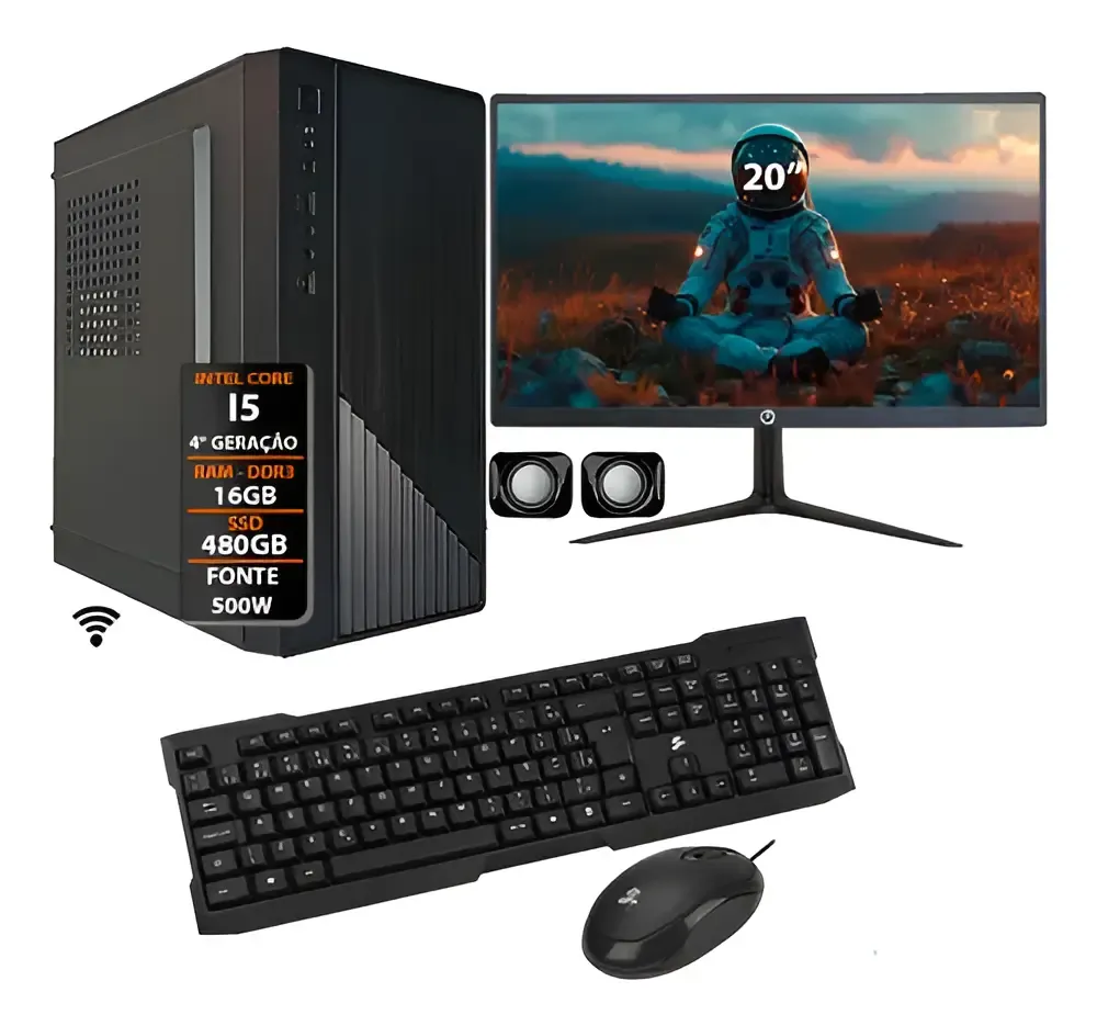Computador Core I5 4590 Ddr3 16gb 500w Ssd 480 Monitor 20 - R$ 1.431,53