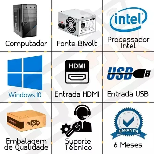 Computador Core I5 4590 Ddr3 16gb 500w Ssd 480 Monitor 20 - R$ 1.431,53