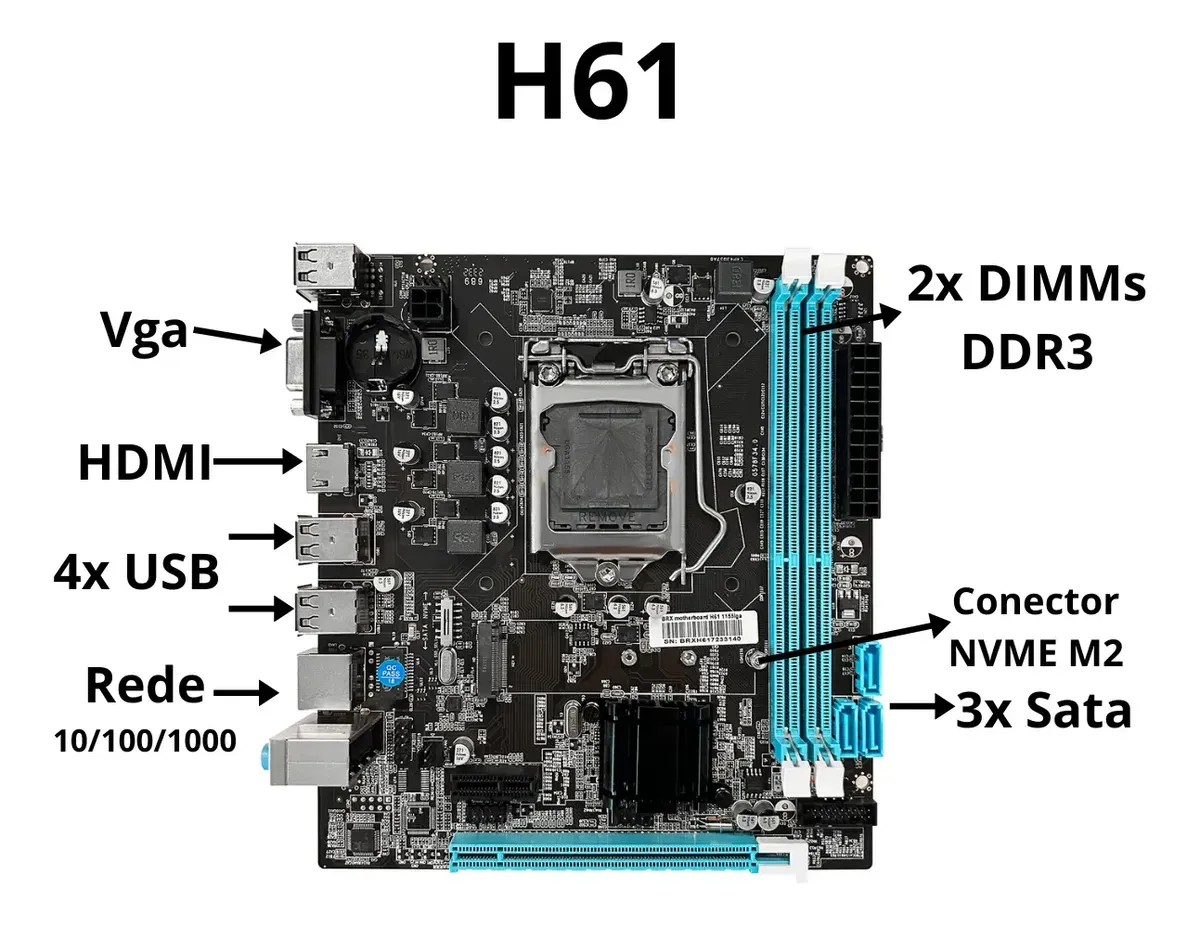 Computador Cpu Intel I5 3470 H61 8gb 200w S/ Hd - R$ 574,4