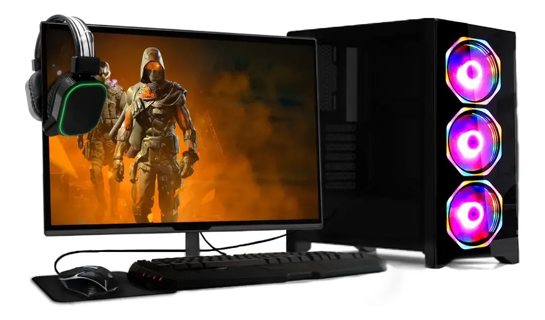 Computador De Mesa Fácil Computadores Gabinete Gamer Black 240 Gb Com Processador Amd Ryzen 5 5600g - R$ 3.965