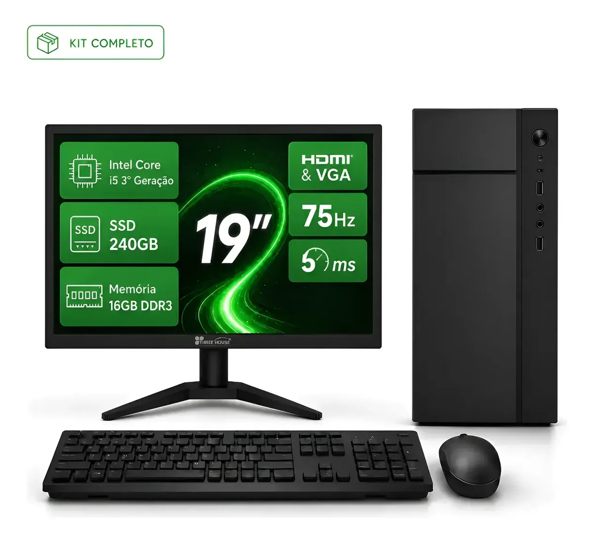 Computador Intel Core I5 | 16gb Ddr3 | Ssd240gb | Monitor 19 - R$ 1.164
