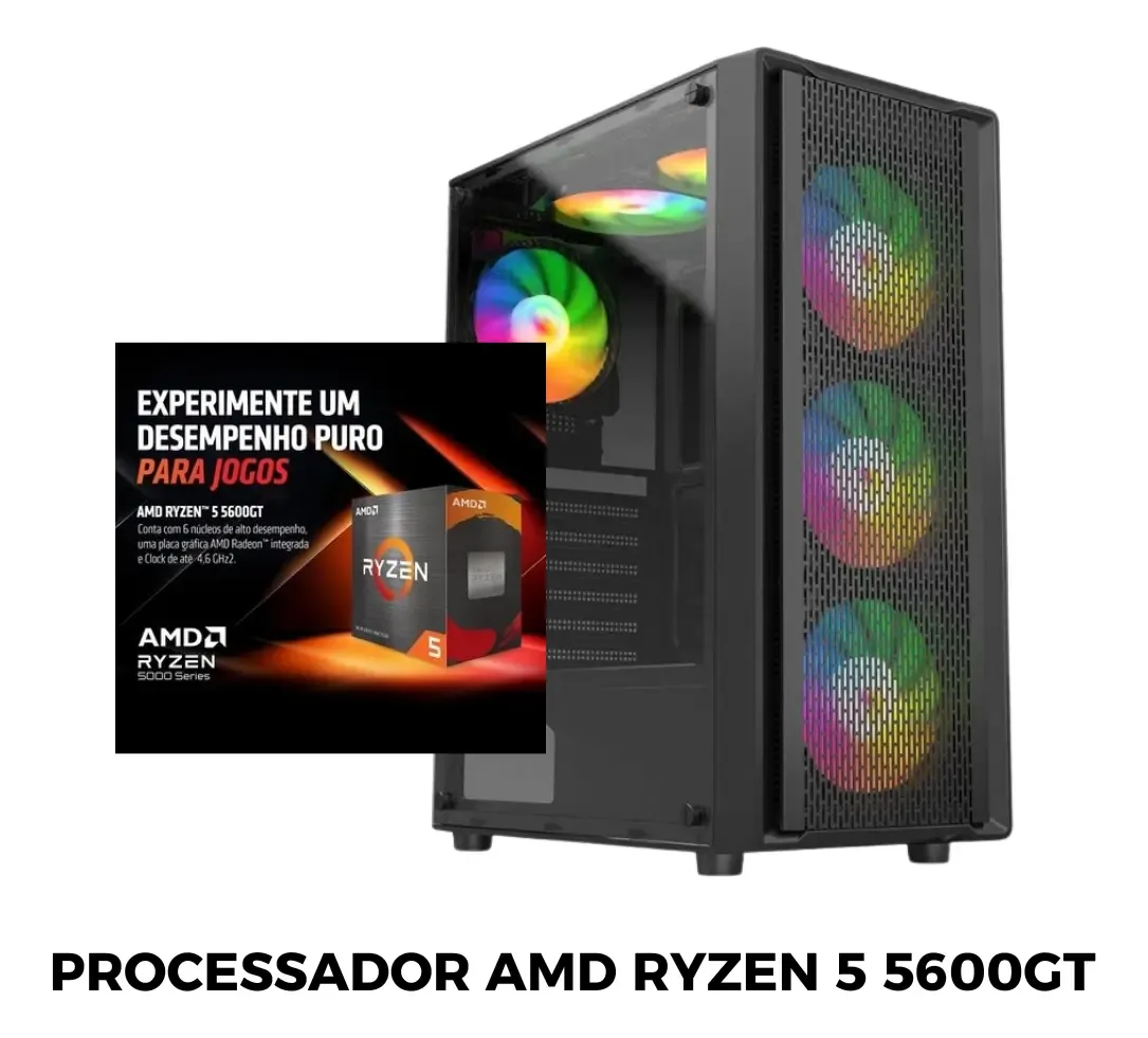 Cpu Gamer Completa Amd Ryzen 5 5600g 16gb Nvme Monitor 23,6 - R$ 4.180