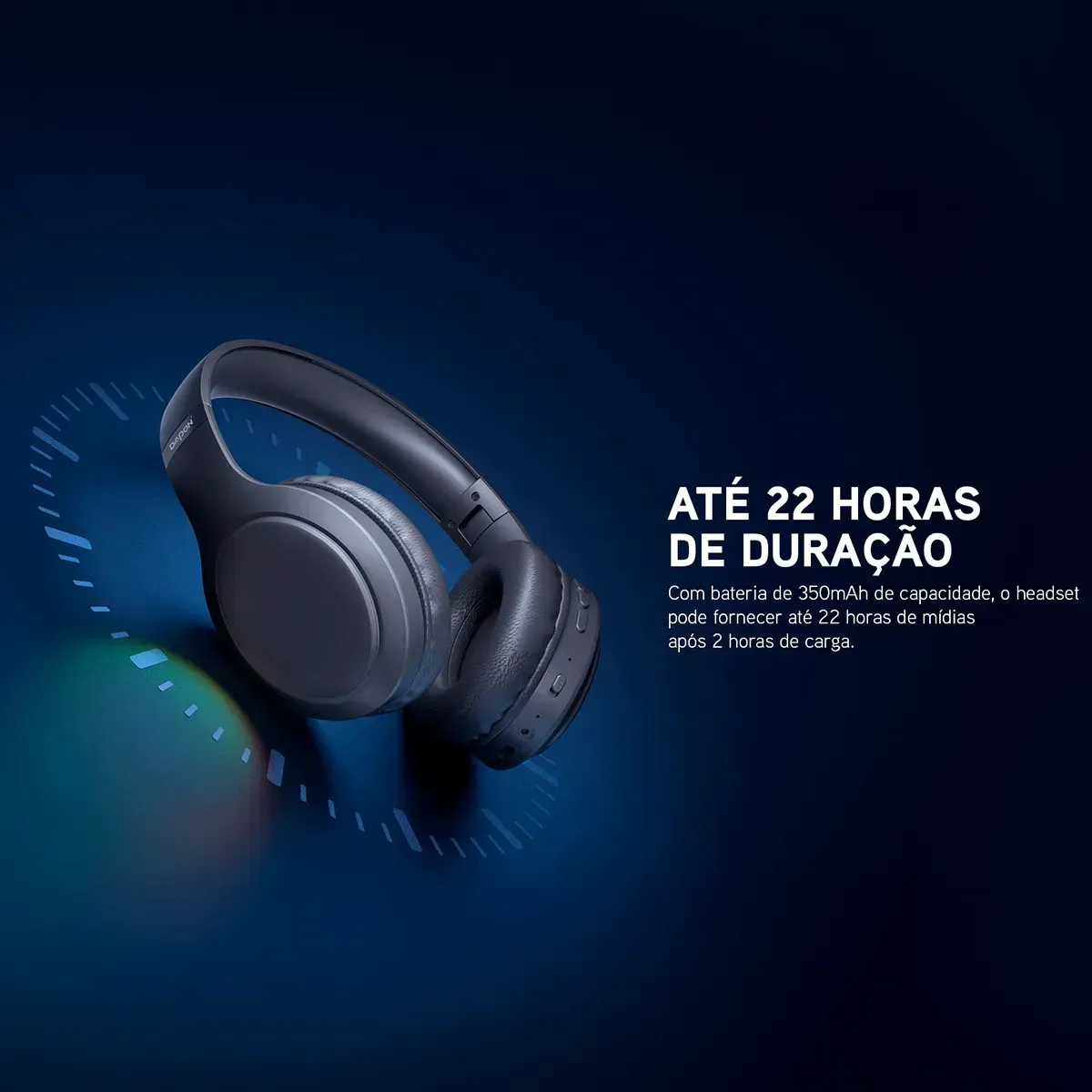 Fone De Ouvido Headphone Dapon H02D Bluetooth 5.1 Over-ear 22h Preto - R$ 78,9