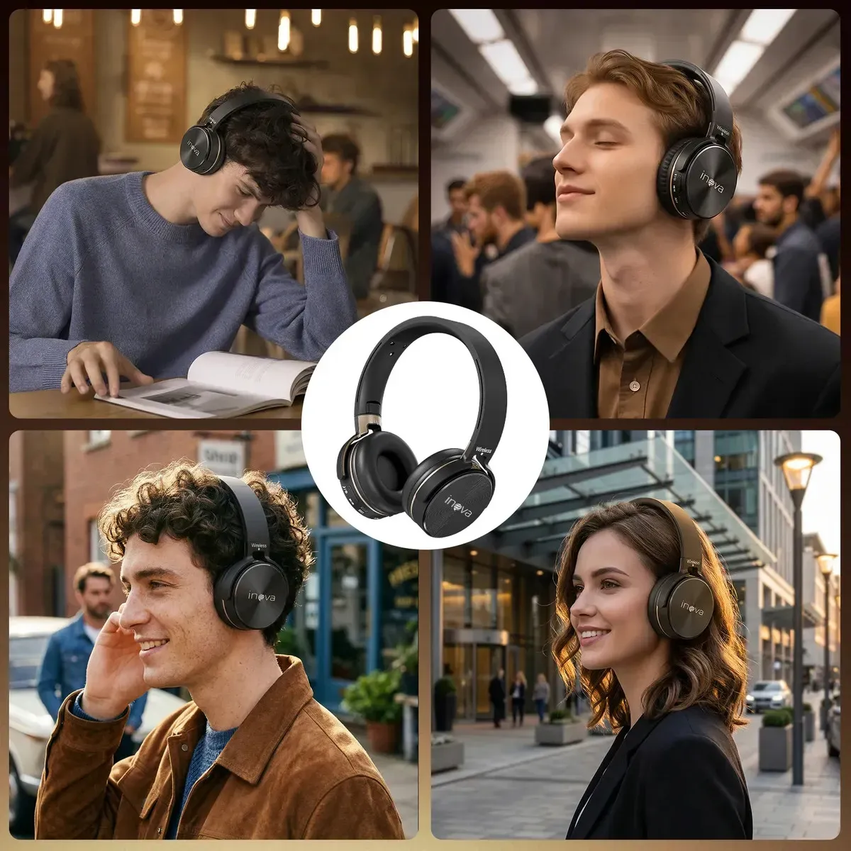 Fone de Ouvido Over-Ear Inova BT-950 Bluetooth 5.2 Sem Fio com Microfone e Redução de Ruído para Celular e Notebook - R$ 64,74