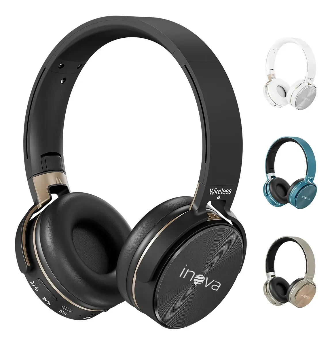 Fone de Ouvido Over-Ear Inova BT-950 Bluetooth 5.2 Sem Fio com Microfone e Redução de Ruído para Celular e Notebook - R$ 64,74