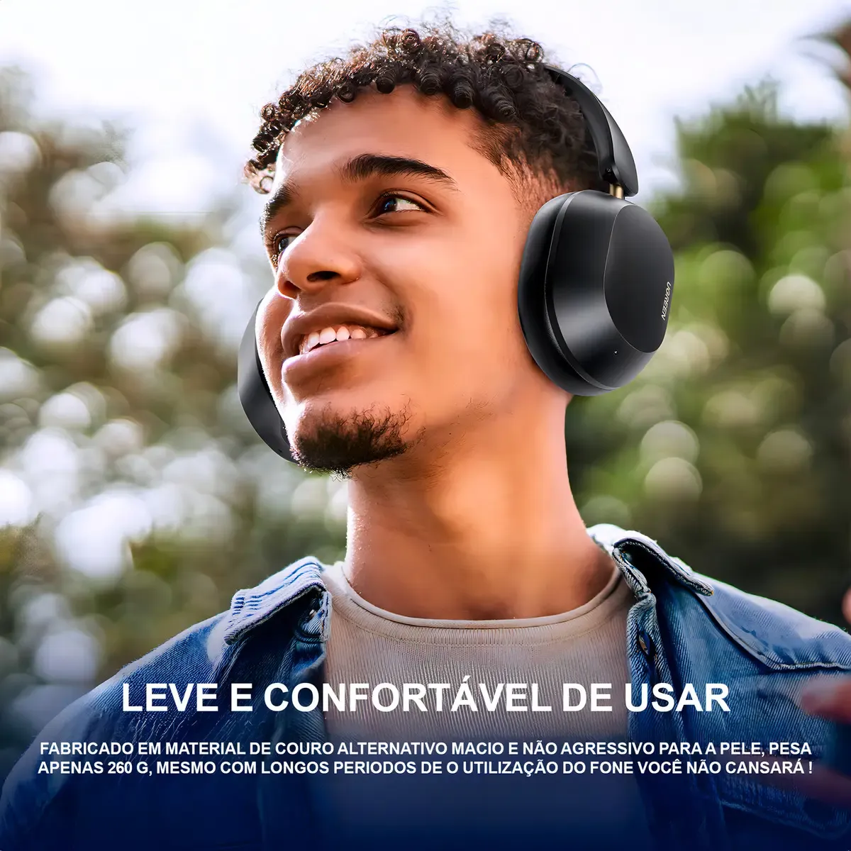 Headphone Fone Bluetooth Ugreen Max5c 75h Espacial Anc 43db Cor Preto - R$ 164,99