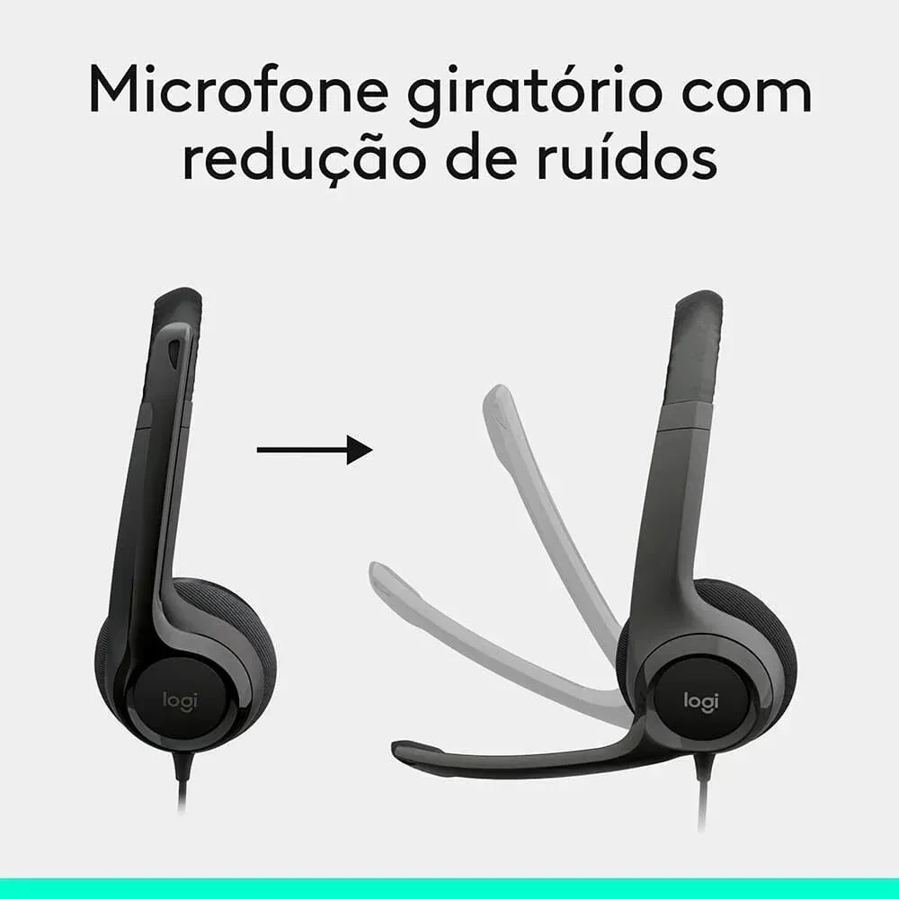 Headset Logitech H390 USB-A com Microfone e Controle de Volume