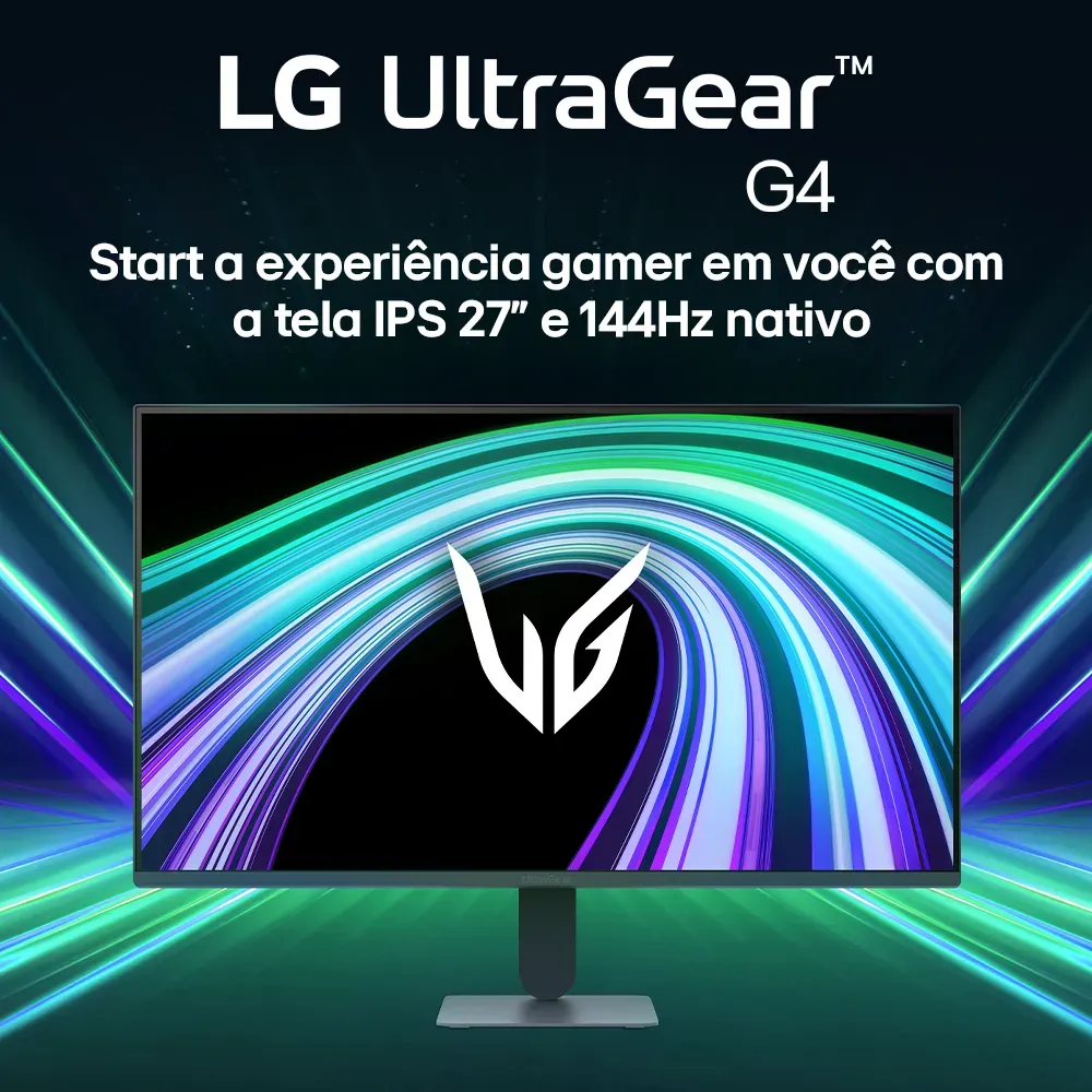 LG UltraGear Monitor Gamer 27" IPS, 144Hz Nativo, 1ms (MBR), Full HD (1920x1080), HDR10, NVIDIA G-SYNC, AMD FreeSync, Preto - 27G411B