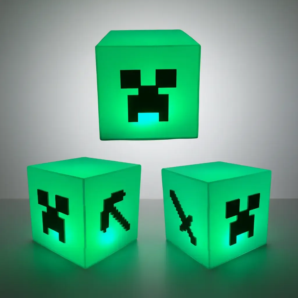 Luminária Abajur Quarto Minecraft Geek Decorativo Gamer - R$ 55