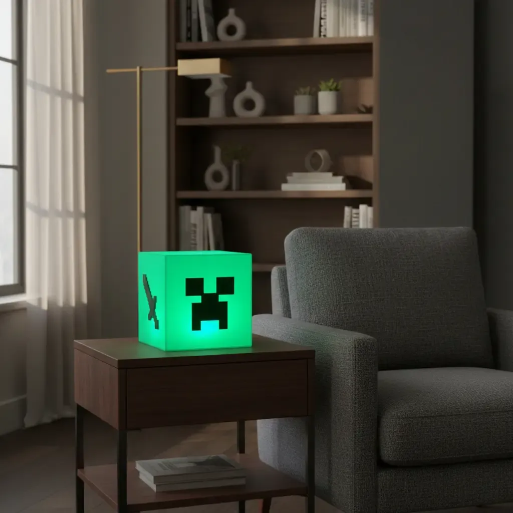 Luminária Abajur Quarto Minecraft Geek Decorativo Gamer - R$ 55