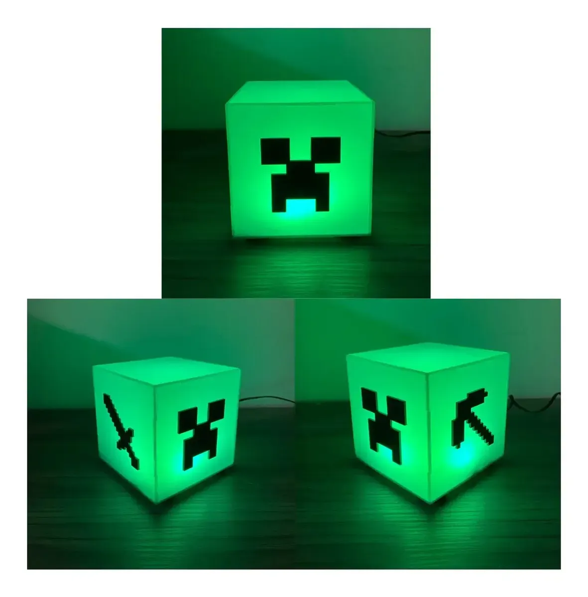 Luminária Abajur Quarto Minecraft Geek Decorativo Gamer - R$ 55