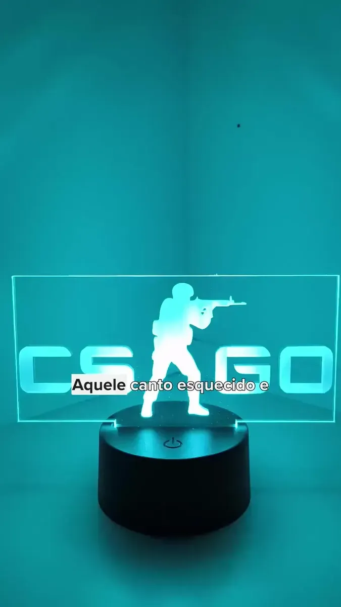 Luminaria Cs Go Led 3d Acrílico Usb Game Luminária De Mesa - R$ 62,6