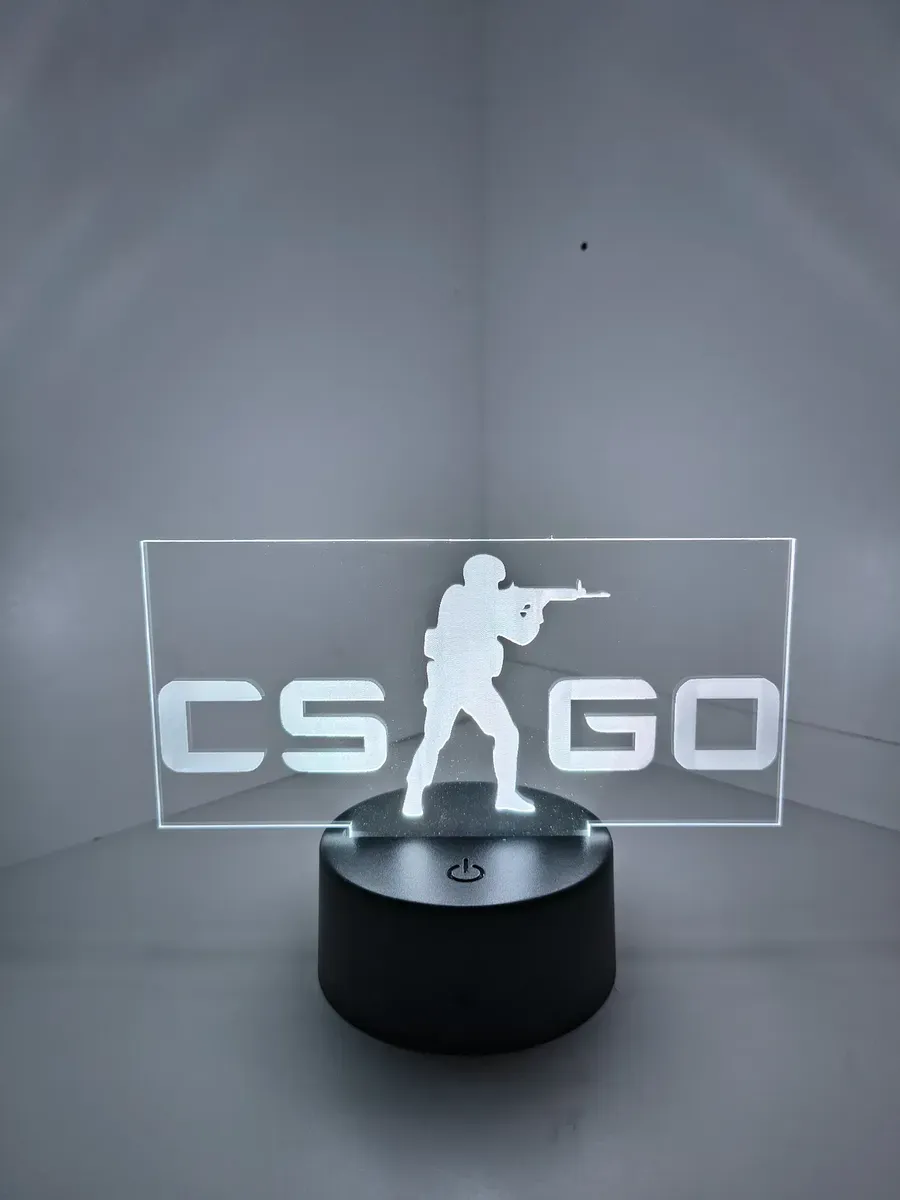 Luminaria Cs Go Led 3d Acrílico Usb Game Luminária De Mesa - R$ 62,6