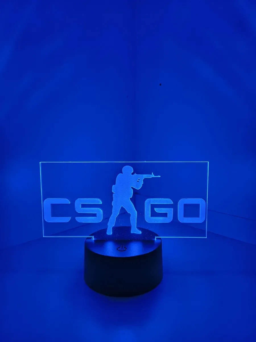 Luminaria Cs Go Led 3d Acrílico Usb Game Luminária De Mesa - R$ 62,6