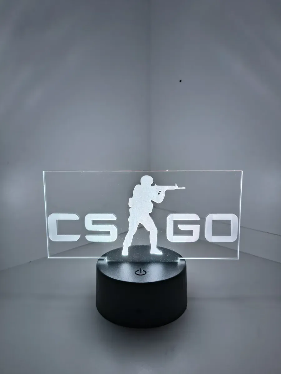 Luminaria Cs Go Led 3d Acrílico Usb Game Luminária De Mesa - R$ 62,6