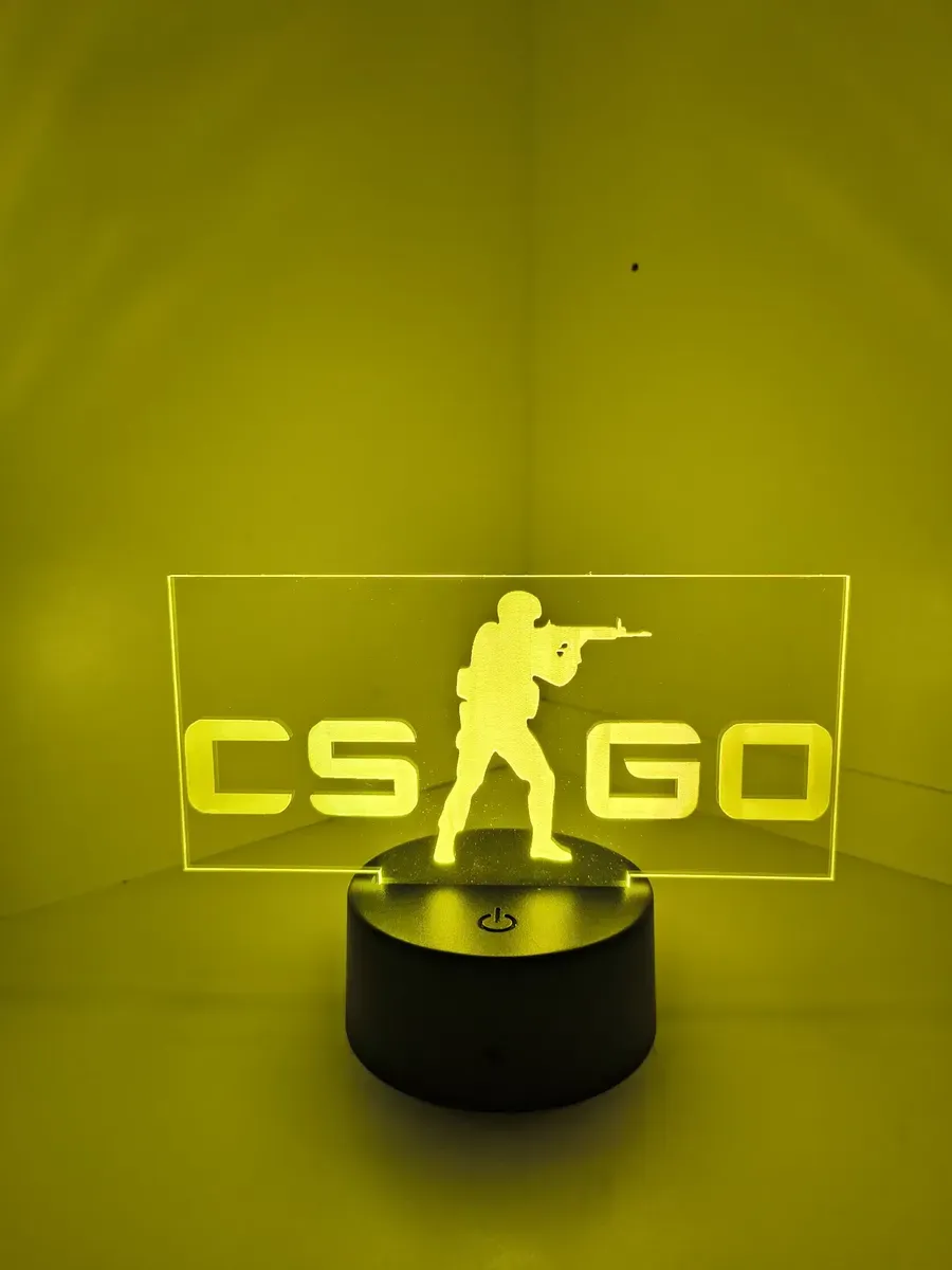 Luminaria Cs Go Led 3d Acrílico Usb Game Luminária De Mesa - R$ 62,6