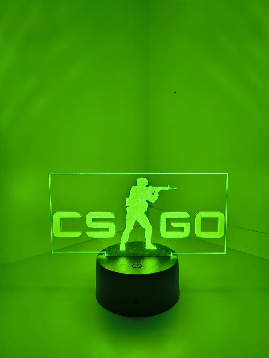 Luminaria Cs Go Led 3d Acrílico Usb Game Luminária De Mesa - R$ 62,6