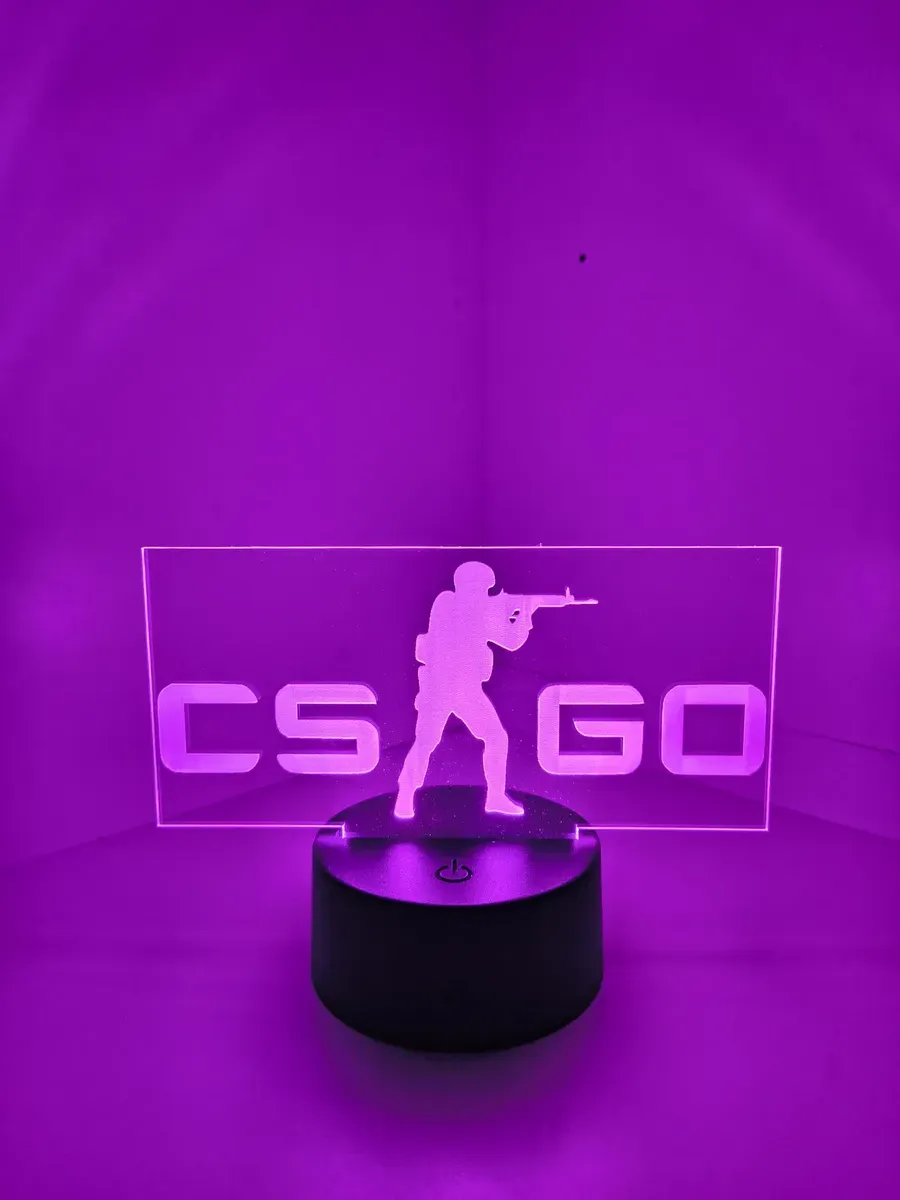 Luminaria Cs Go Led 3d Acrílico Usb Game Luminária De Mesa - R$ 62,6