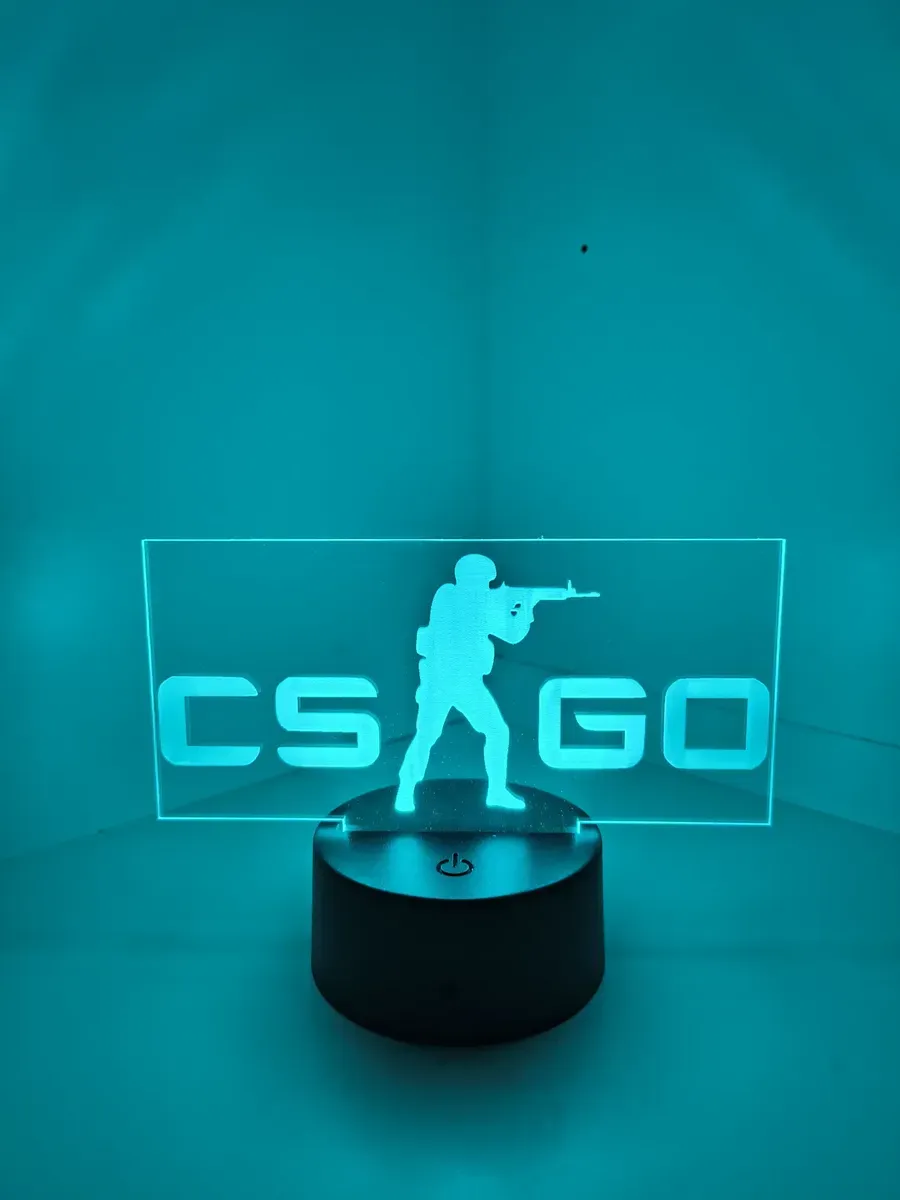 Luminaria Cs Go Led 3d Acrílico Usb Game Luminária De Mesa - R$ 62,6