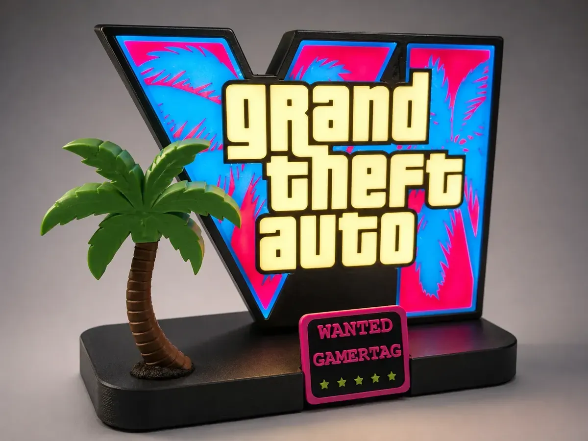 Luminária Gta V Logo Grand Theft Auto Led Gamer - R$ 89