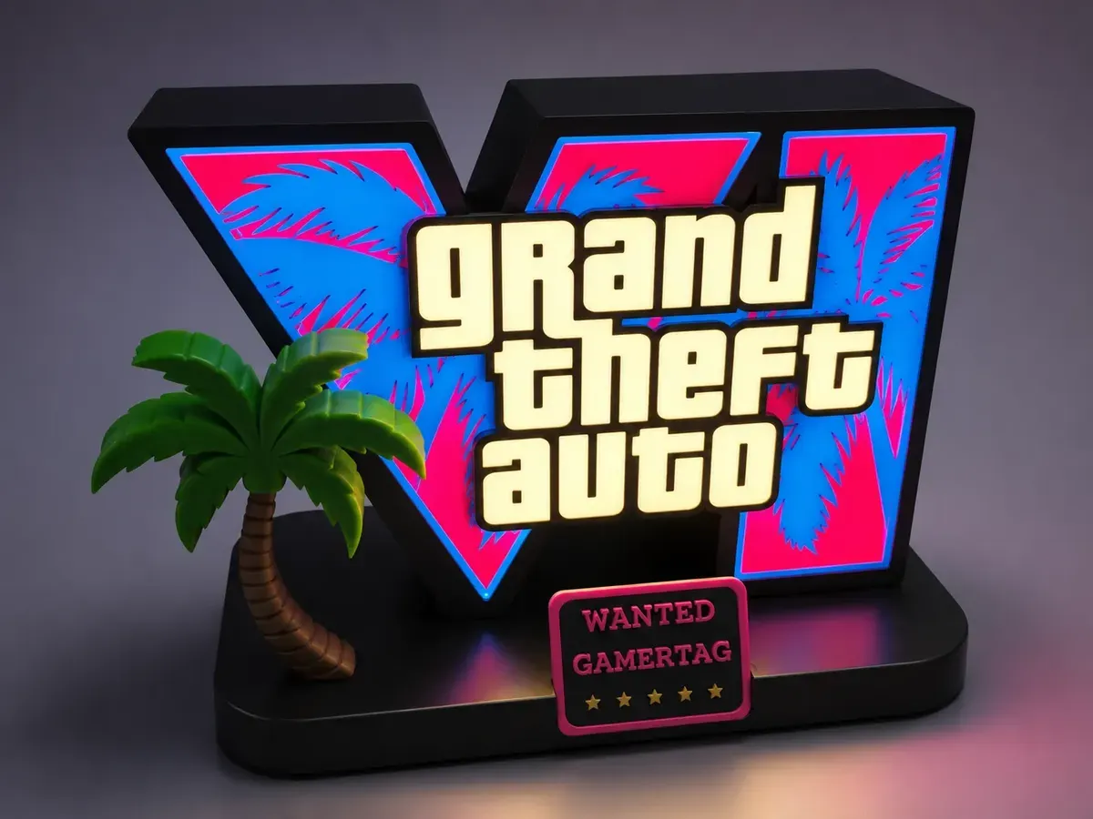 Luminária Gta V Logo Grand Theft Auto Led Gamer - R$ 89