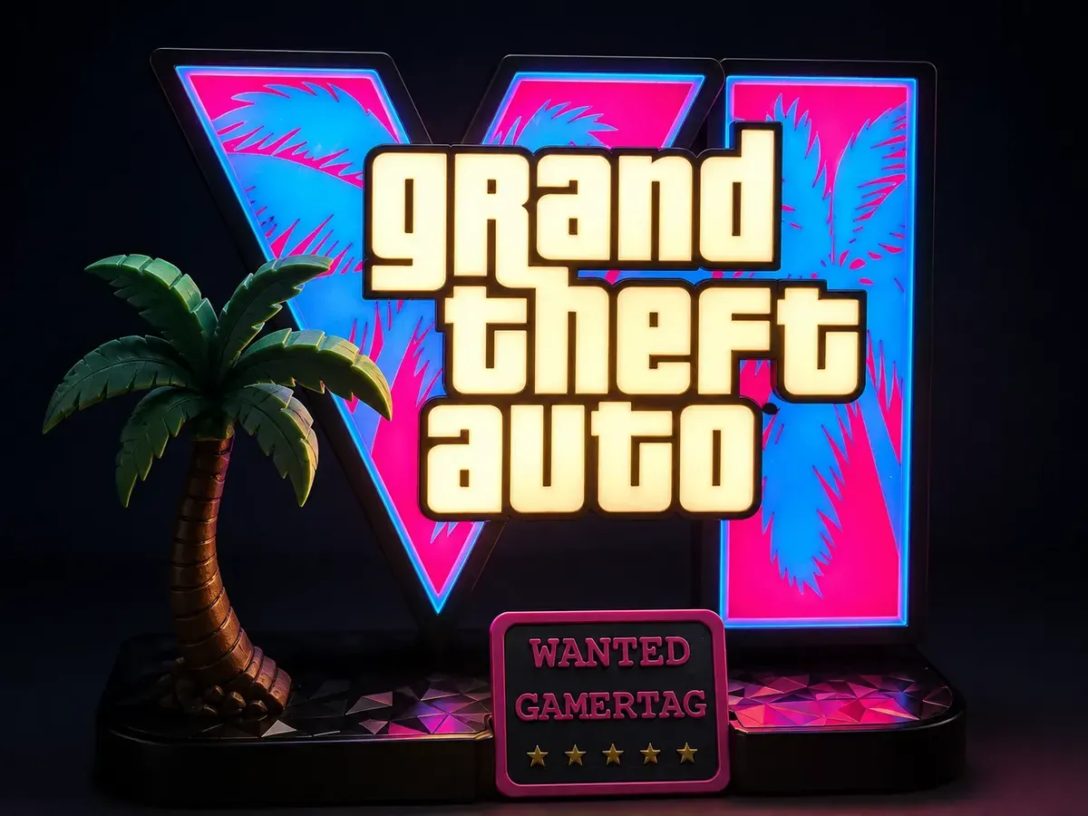 Luminária Gta V Logo Grand Theft Auto Led Gamer - R$ 89